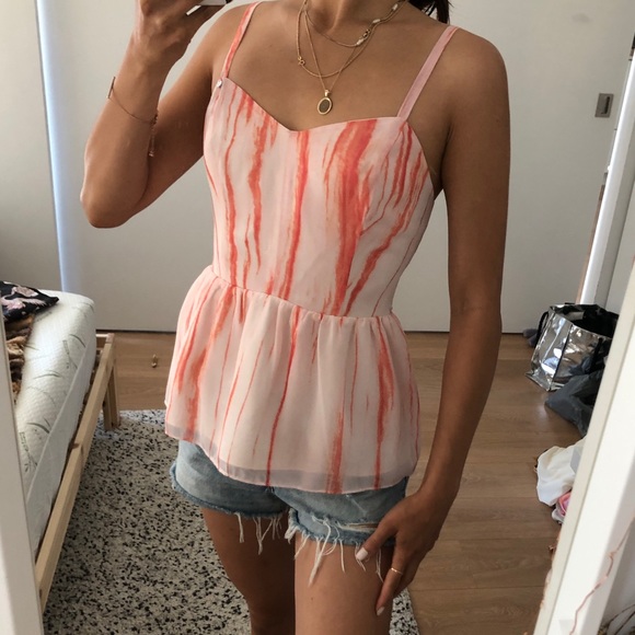 Guess Tops - Guess pink watercolours chiffon peplum cami